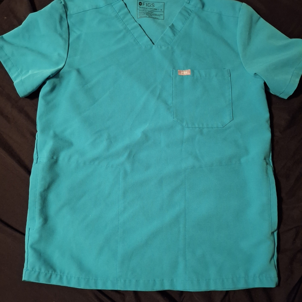 Figs Men's Aqua Short Sleeve Scrub Top